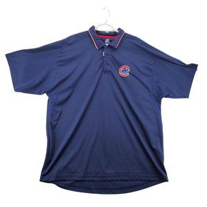 CHICAGO CUBS Shirt Men's Majestic Embroidered Polo Blue Baseball 2XL